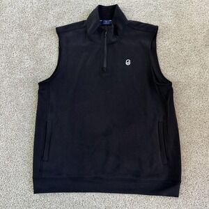 Extracurricular Sweater Vest Mens Large Black 1/4 Zip Mock Neck Knit Casual